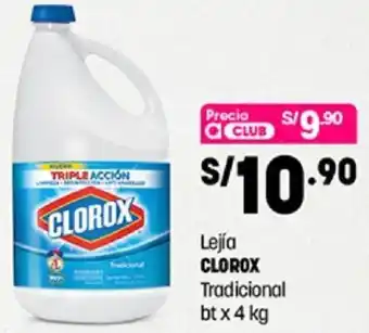 Plaza Vea Clorox Lejía Tradicional 4kg oferta