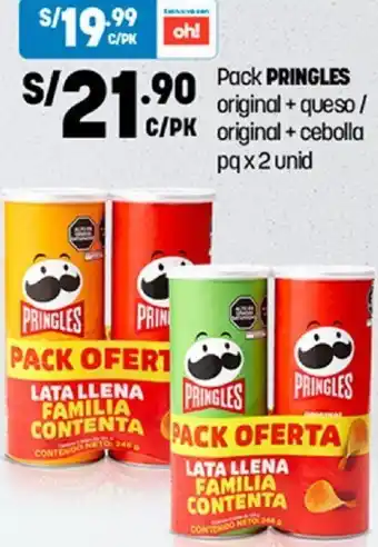 Plaza Vea Pack Pringles Original + Queso/Original+ Cebolla 2unid oferta