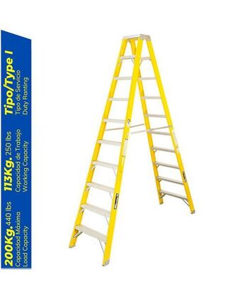 Tiendas EFE Escalera tijera fibra de vidrio profesional doble ascenso 10 pasos bronco american ladder oferta