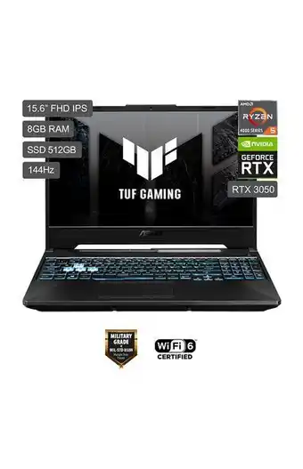 Tiendas EFE Laptop gamer asus tuf a15 15.6' windows 11 amd ryzen 5 4600h 8gb 512gb ssd nvidia rtx3050 fa506icb-hn105w oferta