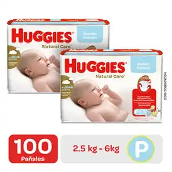InkaFarma Pack pañales huggies unisex talla p natural care 2 unidades oferta
