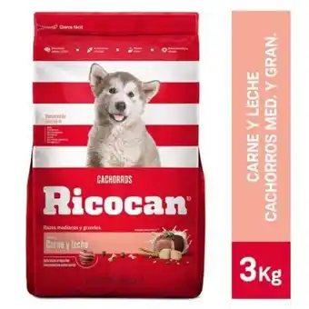 Tottus Ricocan carne/leche cachorros r.med/ grand 3 kg oferta