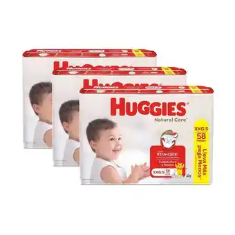 Metro Pack x3 pañales huggies natural care xxg 58un. oferta