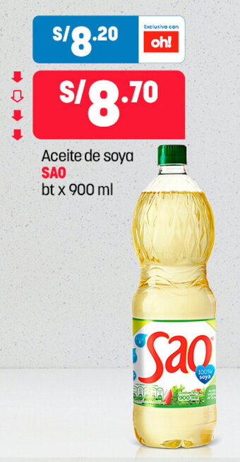 Plaza Vea Aceite de Soya SAO bt x 900ml oferta