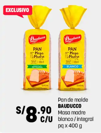 Plaza Vea Pan de Molde BAUDUCCO Masa Madre blanca / integral pq x 400g oferta