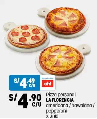 Plaza Vea Pizza Personal LA FLORENCIA americana / hawaiana / pepperoni x unid oferta