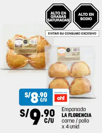 Plaza Vea Empanada LA FLORENCIA carne / pollo x 4 unid oferta
