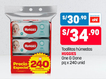 Plaza Vea Toallitas Húmedas HUGGIES One & Done pq x 240 unid oferta