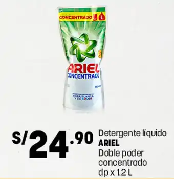 Plaza Vea Detergente Líquido ARIEL Doble Poder Concentrado dp x 1.2L oferta