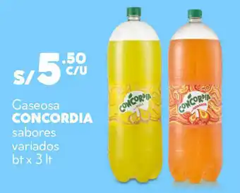 Plaza Vea Gaseosa CONCORDIA sabores variados bt x 3lt oferta