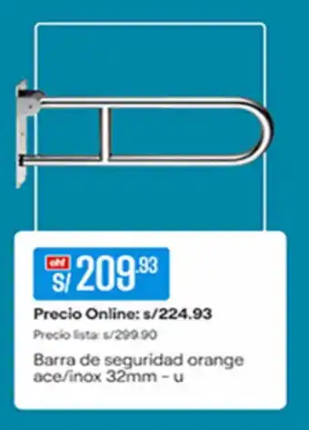 Promart Barra de Seguridad Orange ace / inox 32mm oferta