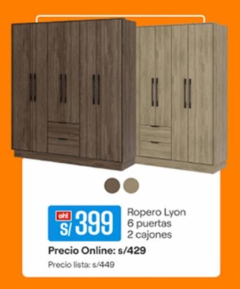 Promart Ropero Lyon 6 Puertas 2 cajones oferta