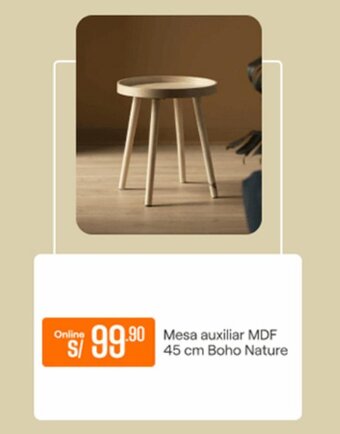 Promart Mesa Auxil;iar MDF 45cm Boho Nature oferta