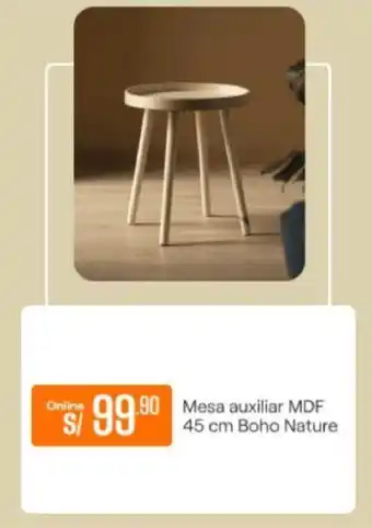 Promart Mesa Auxil;iar MDF 45cm Boho Nature oferta