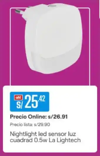 Promart Nighlight LED Sensor Luz Cuadrad 0.5W LIGHTECH oferta