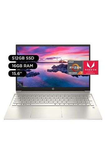 Tiendas EFE Laptop hp pavilion 15.6' windows 11 amd ryzen 7 5700u 16gb 512gb ssd 15-eh0011la + mochila hp renew gris oferta