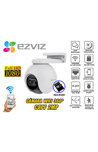 Tiendas EFE Cámara de seguridad ezviz wifi para exterior con lente inteligente c8pf 1.5mp + micro sd 64gb oferta