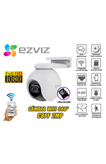 Tiendas EFE Cámara de seguridad ezviz wifi para exterior con lente inteligente c8pf 1.5mp + micro sd 128gb oferta