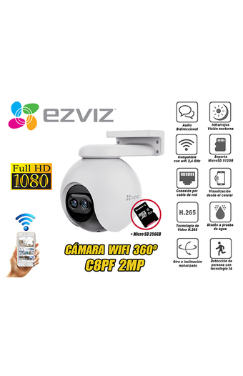 Tiendas EFE Cámara de seguridad ezviz wifi para exterior con lente inteligente c8pf 1.5mp + micro sd 256gb oferta