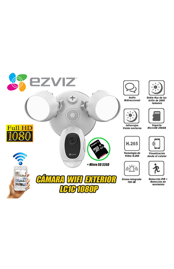 Tiendas EFE Cámara de seguridad ezviz inalámbrica wifi con luz lc1c full hd + micro sd 32gb oferta