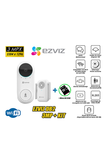 Tiendas EFE Kit videoportero ezviz inalámbrico wifi 3mp + tímbre + micro sd 32gb oferta