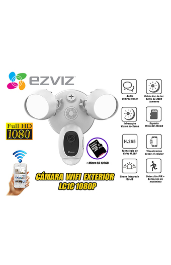 Tiendas EFE Cámara de seguridad ezviz inalámbrica wifi con luz lc1c full hd + micro sd 128gb oferta