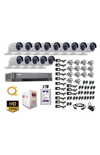 Tiendas EFE Cámara de seguridad hikvision para exterior kit 14 hd 720p + disco 2tb wd p2p oferta