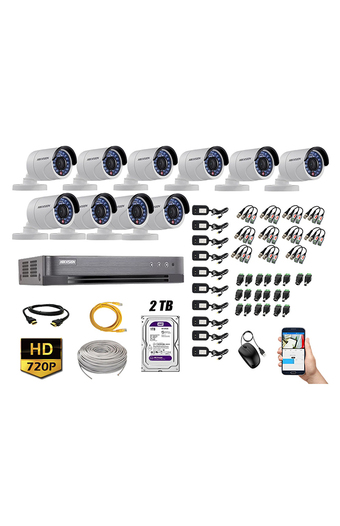 Tiendas EFE Cámara de seguridad hikvision para exterior kit 10 hd 720p + disco 2tb wd p2p oferta