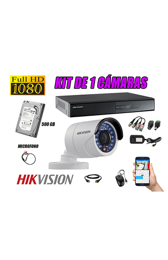 Tiendas EFE Kit de cámaras de seguridad 1 hikvision full hd 1080p disco 500gb + kit de micrófono oferta