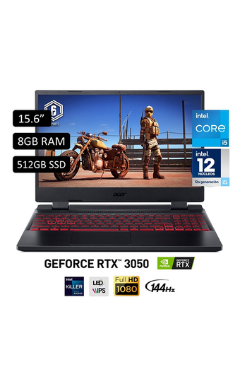 Tiendas EFE Laptop gamer acer nitro 5 15.6 windows 11 intel core i5 12500h 8gb 512gb ssd nvidia rtx3050 an515-58-54rn oferta