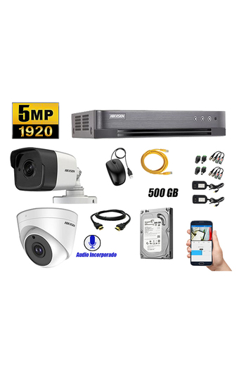 Tiendas EFE Kit de cámaras de seguridad 2 hikvision 5mp y 1 cámara audio incorporado oferta