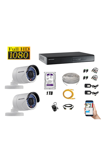 Tiendas EFE Cámara de seguridad hikvision para exterior kit 2 full hd 1080p + disco 1tb oferta