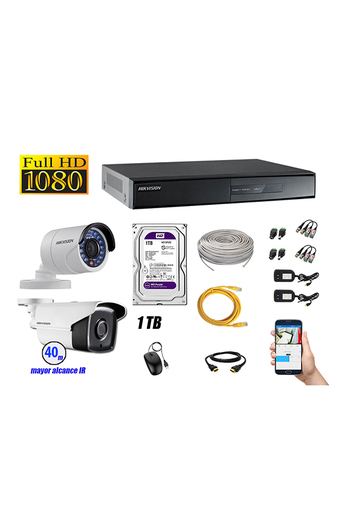 Tiendas EFE Cámara de seguridad hikvision para exterior it 3f kit 2 full hd 1080p + disco 1tb p2p oferta