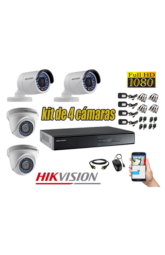 Tiendas EFE Kit hikvision 4 cámaras de seguridad full hd 1080p + cable hdmi oferta