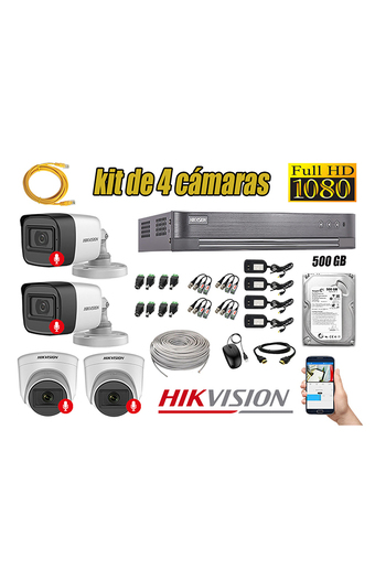 Tiendas EFE Kit 4 cámaras seguridad audio incorporado full hd 1080p hikvision oferta