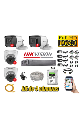 Tiendas EFE Kit hikvision 4 cámaras de seguridad full hd 1080p con audio incorporado oferta
