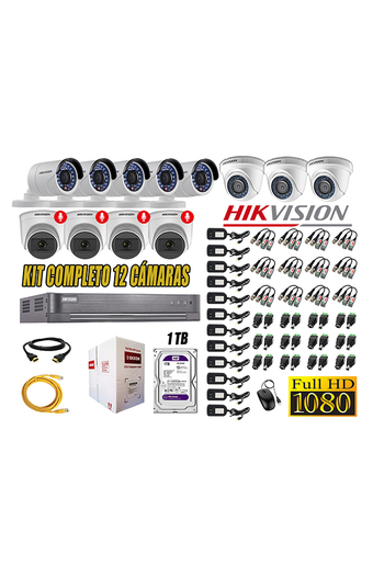 Tiendas EFE Kit hikvision 12 cámaras de seguridad full hd + 4 cámaras con audio incorporado oferta