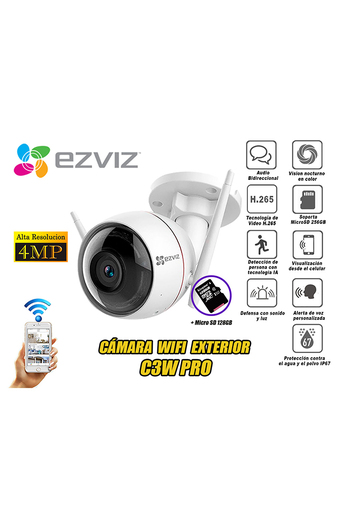 Tiendas EFE Cámara de seguridad ezviz con audio wifi para exterior - c3w pro 4mp + micro sd 128gb oferta