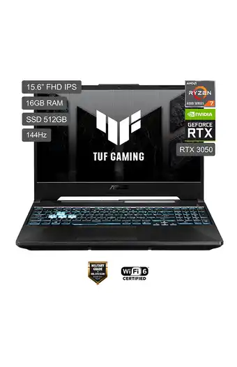 Tiendas EFE Laptop gamer asus tuf a15 15.6 windows 11 amd ryzen 7 4800h 16gb 512gb ssd nvidia rtx3050 fa506icb-hn114w oferta