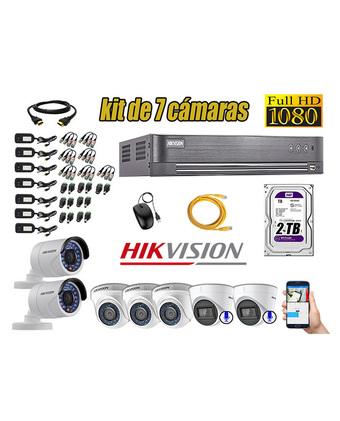 Tiendas EFE Kit hikvision 7 cámaras de seguridad full hd 1080p + 3 cámaras con audio incorporado oferta