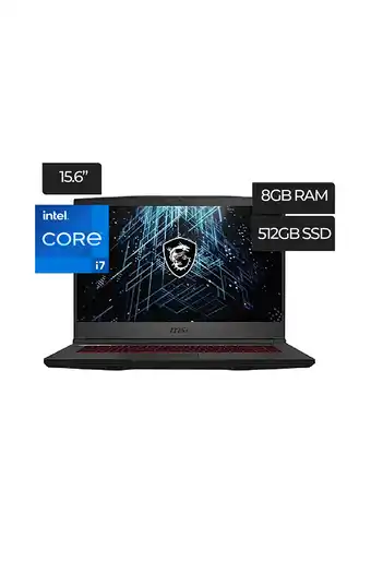 Tiendas EFE Laptop gamer msi gf63 15.6 windows 11 intel core i7 8gb 512gb ssd gtx1650 oferta