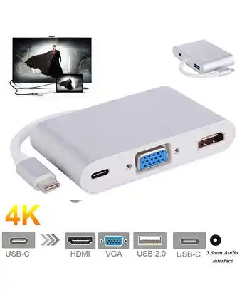 Tiendas EFE Adaptador para laptop tipo c a hdmi usb vga 5 en 1 oferta