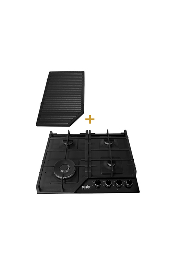 Tiendas EFE Cocina empotrable vidrio sole 4 hornillas 58cm solco066 + parrilla solpar001 oferta
