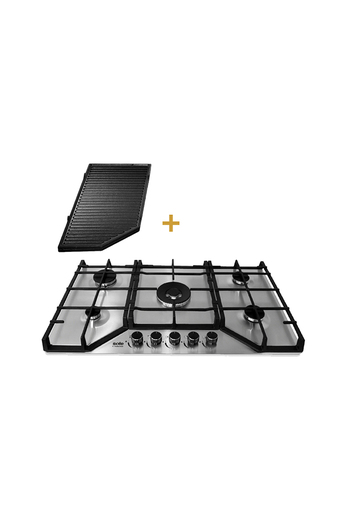 Tiendas EFE Cocina empotrable inoxidable sole 5 hornillas 76cm solco064 + parrilla solpar001 oferta