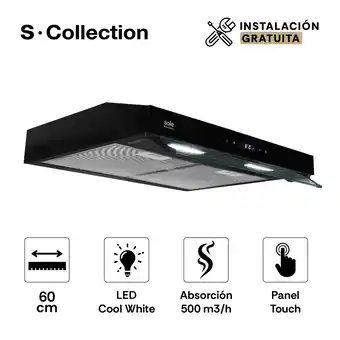 Tiendas EFE Campana extractora sole 1.5m 60cm slim negra oferta