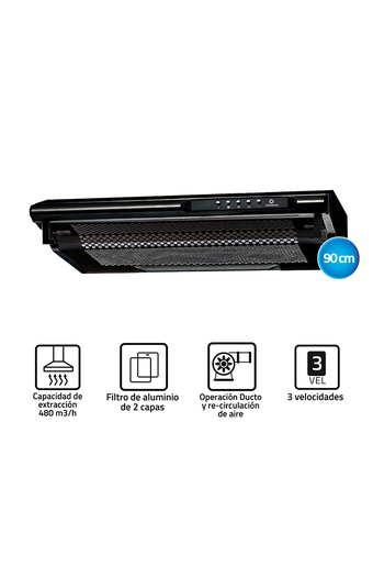 Tiendas EFE Campana extractora indurama cei-902ne nero 90cm oferta