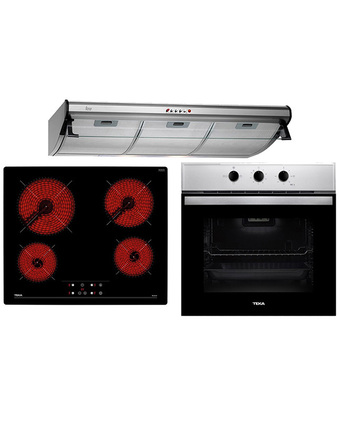Tiendas EFE Combo teka encimera vitrocerámica tb 6415 + campana c 9310 con filtro + horno eléctrico hbb 535 inoxidable oferta