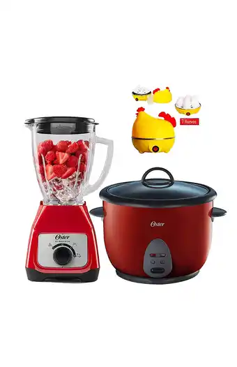 Tiendas EFE Combo licuadora oster 2v + olla arrocera + hervidor de huevos oferta