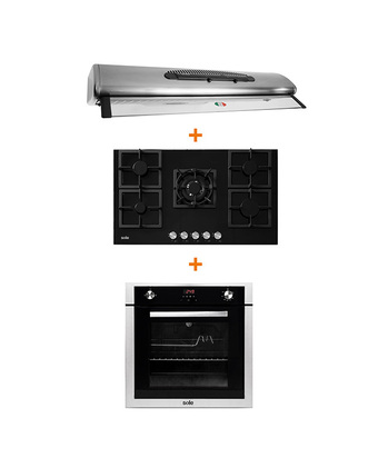 Tiendas EFE Combo sole encimera 5 hornillas solco041 + campana tradicional ture47co + horno empotrable solho007 oferta
