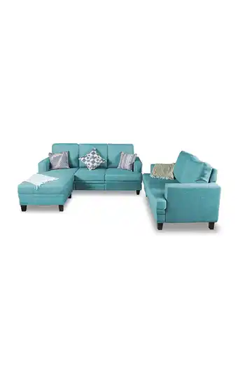 Tiendas EFE Seccional izquierdo home premium + sofá de 2 cuerpos home premium raquel turquesa oferta